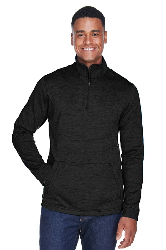 Devon & Jones Mens Newbury Fleece 1/4 Zip Sweatshirt - Heather Black