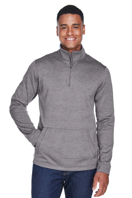 Devon & Jones Mens Newbury Fleece 1/4 Zip Sweatshirt - Heather Dark Grey