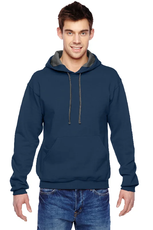 Fruit Of The Loom Mens Softspun Hooded Sweatshirt Hoodie - Navy Blue