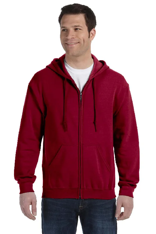 Gildan Mens Pill Resistant Full Zip Hooded Sweatshirt Hoodie - Cardinal Red