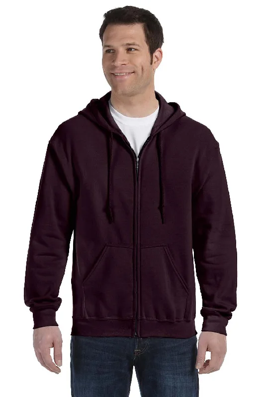 Gildan Mens Pill Resistant Full Zip Hooded Sweatshirt Hoodie - Dark Chocolate Brown