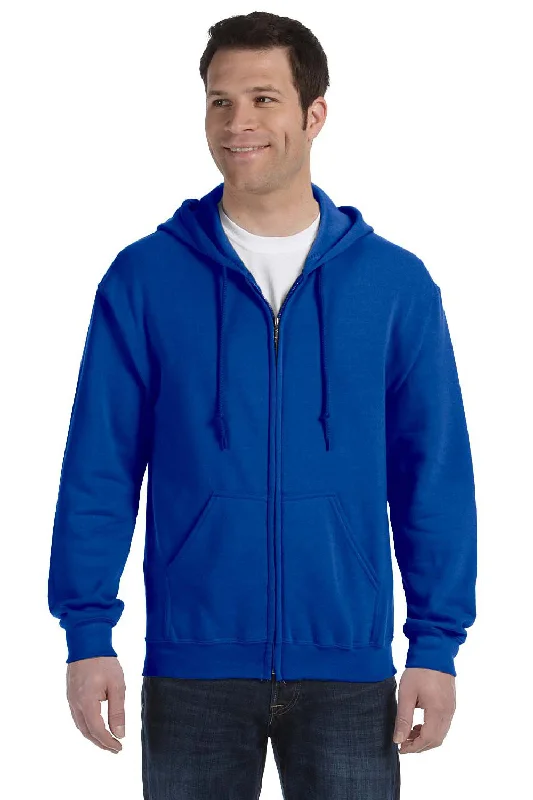 Gildan Mens Pill Resistant Full Zip Hooded Sweatshirt Hoodie - Royal Blue