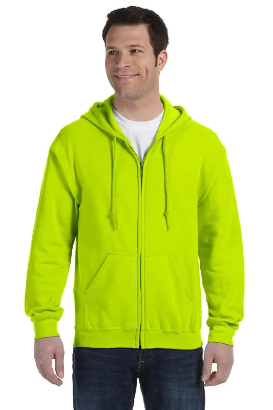 Gildan Mens Pill Resistant Full Zip Hooded Sweatshirt Hoodie - Safety Green