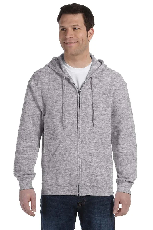 Gildan Mens Pill Resistant Full Zip Hooded Sweatshirt Hoodie - Sport Grey