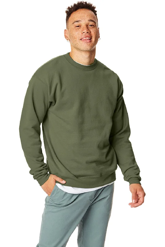 Hanes Mens EcoSmart Print Pro XP Pill Resistant Fleece Crewneck Sweatshirt - Fatigue Green