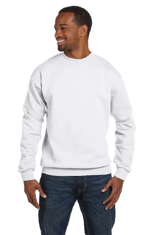 Hanes Mens EcoSmart Print Pro XP Pill Resistant Fleece Crewneck Sweatshirt - White