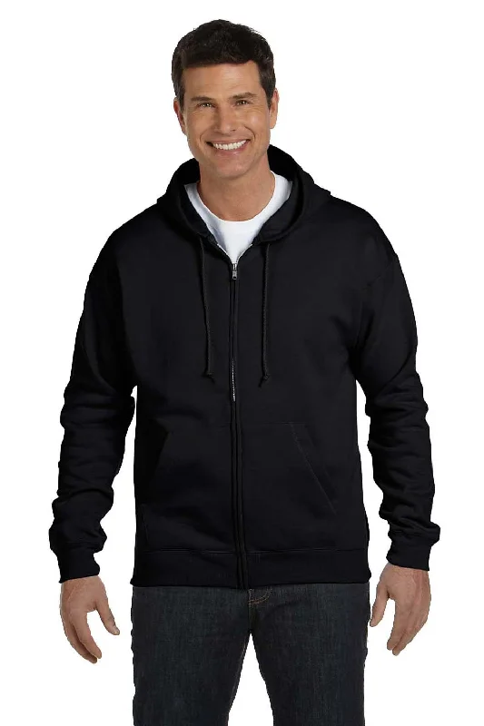 Hanes Mens EcoSmart Print Pro XP Pill Resistant Full Zip Hooded Sweatshirt Hoodie - Black