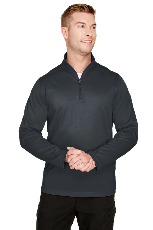 Harriton Mens Advantage Performance Moisture Wicking 1/4 Zip Sweatshirt - Dark Charcoal Grey