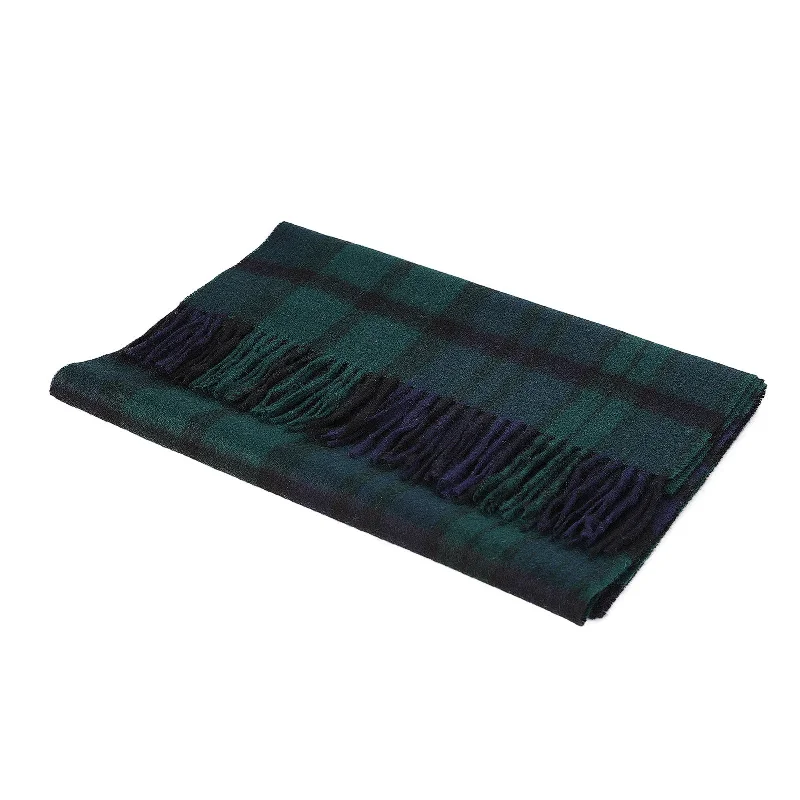 Hos 100% Lambswool Wide Scarf Black Watch Double Scale