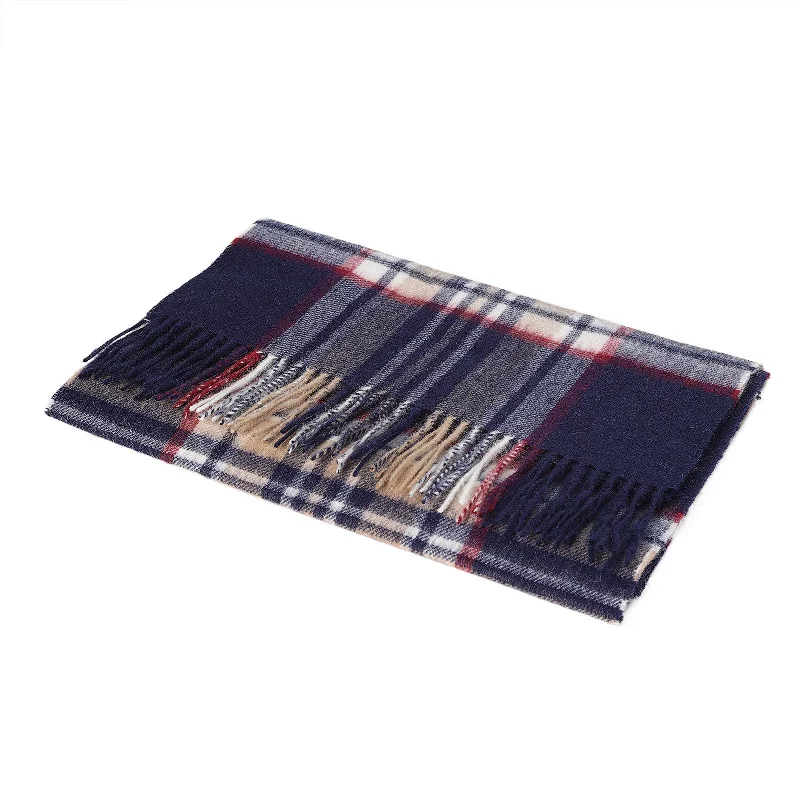 Hos 100% Lambswool Wide Scarf Stewart Navy