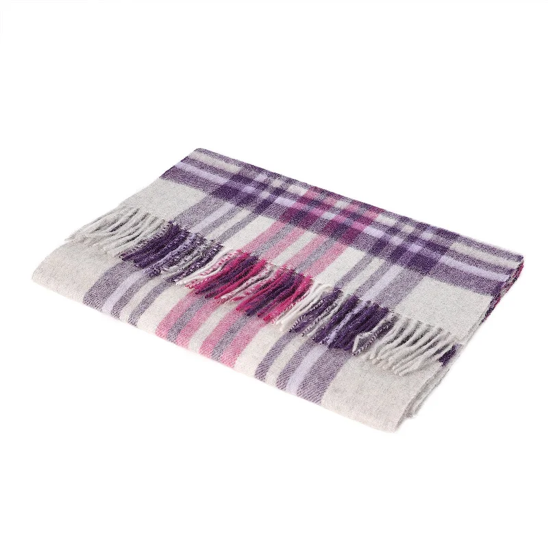 Hos 100% Lambswool Wide Scarf Stewart Purple