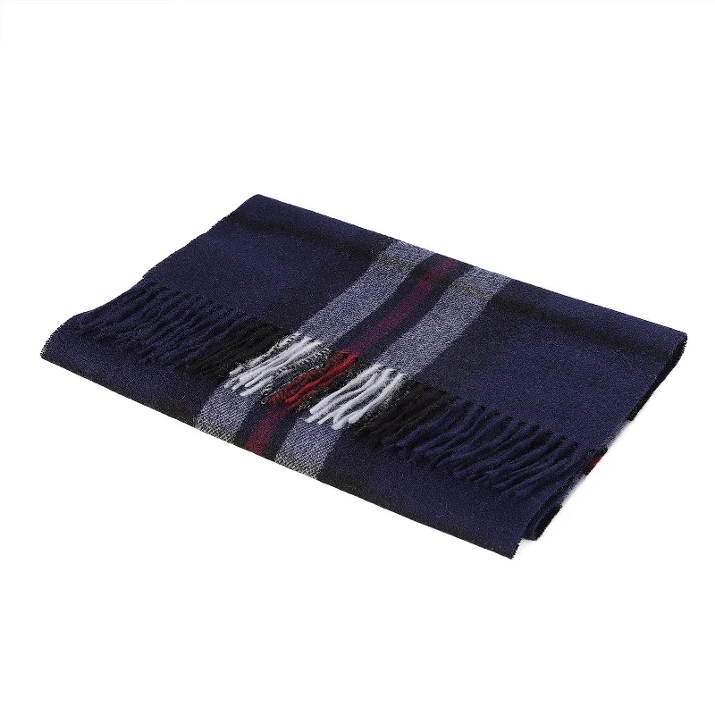 Hos 100% Lambswool Wide Scarf Thomson Navy