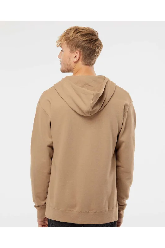 Independent Trading Co. Mens Full Zip Hooded Sweatshirt Hoodie - Sandstone Brown - NEW