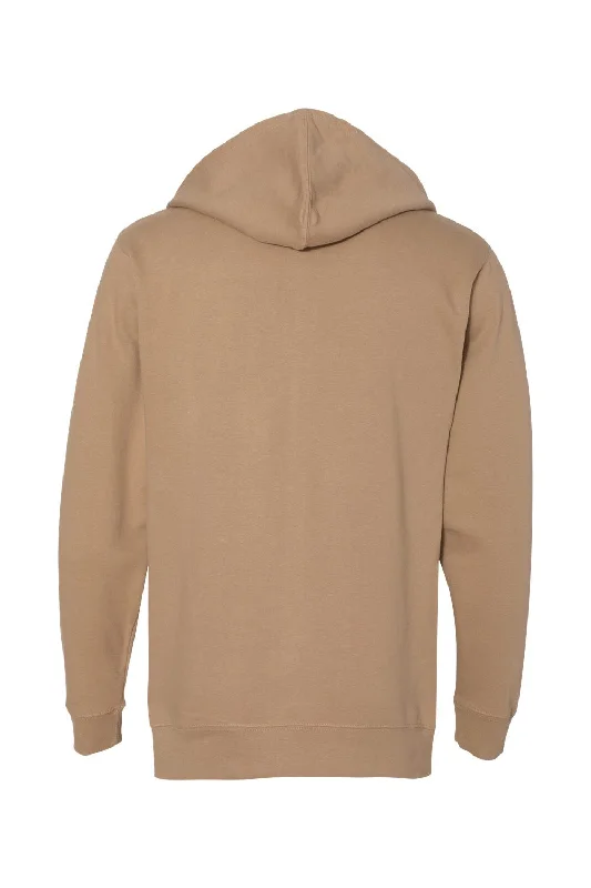 Independent Trading Co. Mens Full Zip Hooded Sweatshirt Hoodie - Sandstone Brown - NEW