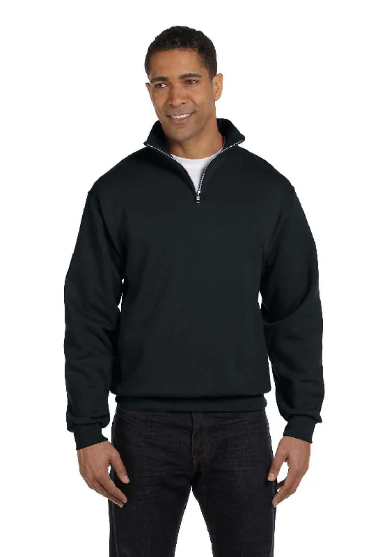 Jerzees Mens NuBlend Pill Resistant Fleece 1/4 Zip Sweatshirt - Black