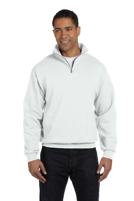 Jerzees Mens NuBlend Pill Resistant Fleece 1/4 Zip Sweatshirt - White