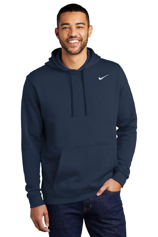 Nike Mens Club Fleece Hooded Sweatshirt Hoodie - Navy Blue