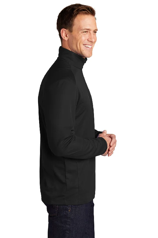 Port Authority Mens Moisture Wicking 1/4 Zip Sweatshirt - Black