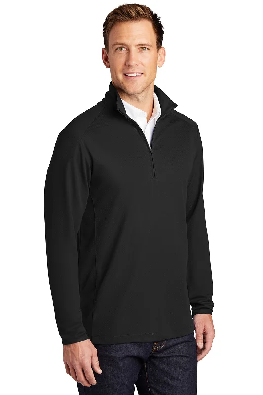 Port Authority Mens Moisture Wicking 1/4 Zip Sweatshirt - Black