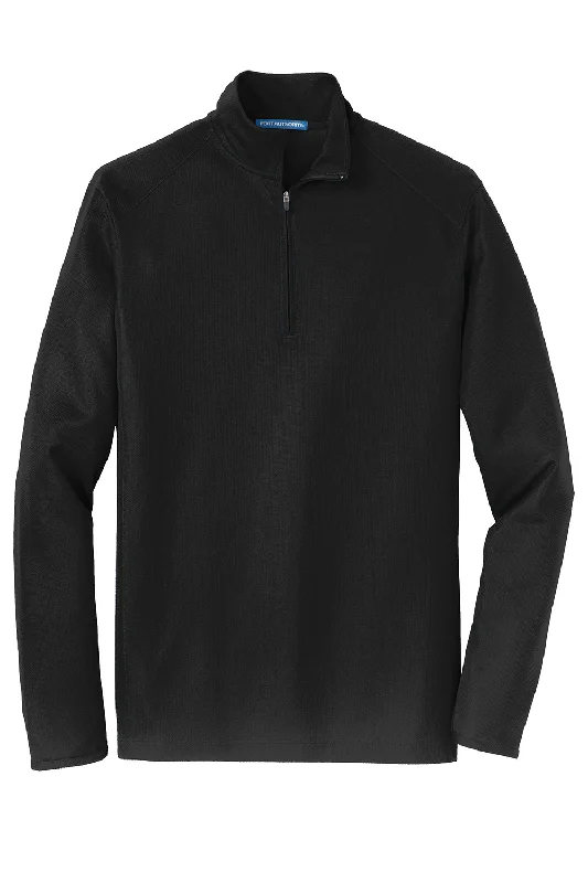 Port Authority Mens Moisture Wicking 1/4 Zip Sweatshirt - Black