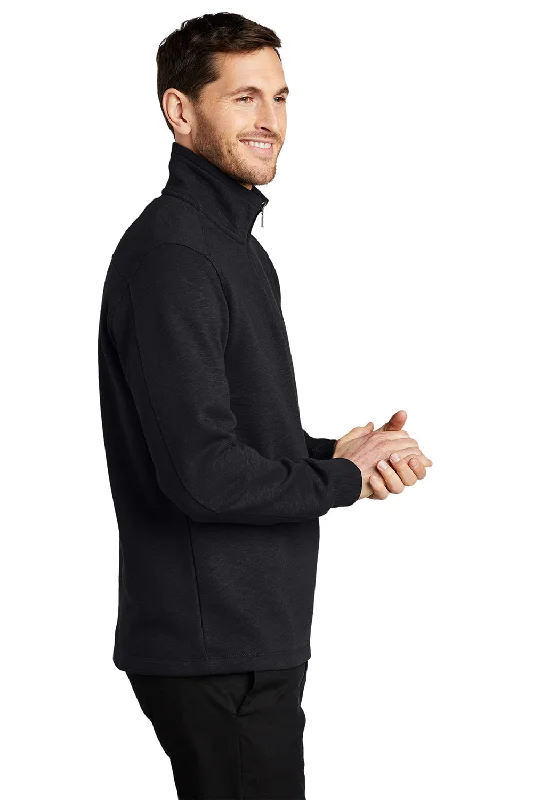 Port Authority Mens Slub Fleece 1/4 Zip Sweatshirt - Black