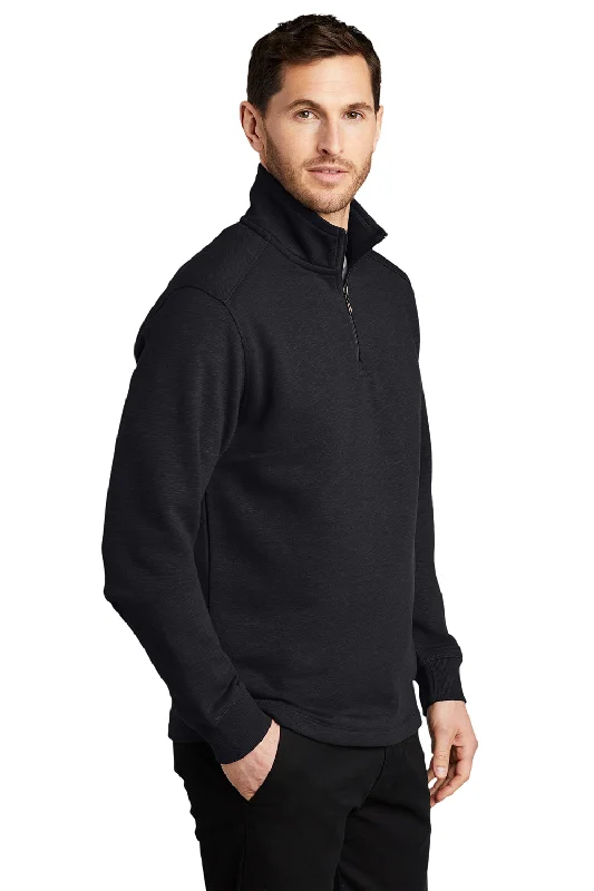 Port Authority Mens Slub Fleece 1/4 Zip Sweatshirt - Black