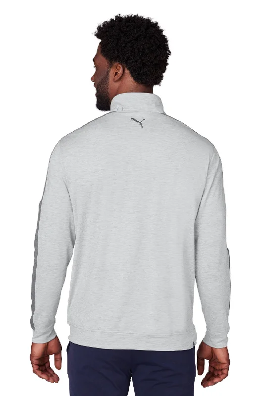 Puma Mens Cloudspun Moisture Wicking 1/4 Zip Sweatshirt - Heather High Rise Grey/Quiet Shade Grey