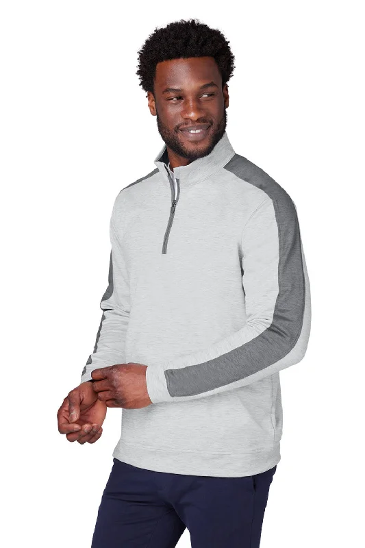 Puma Mens Cloudspun Moisture Wicking 1/4 Zip Sweatshirt - Heather High Rise Grey/Quiet Shade Grey