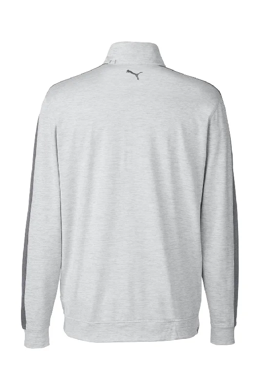 Puma Mens Cloudspun Moisture Wicking 1/4 Zip Sweatshirt - Heather High Rise Grey/Quiet Shade Grey