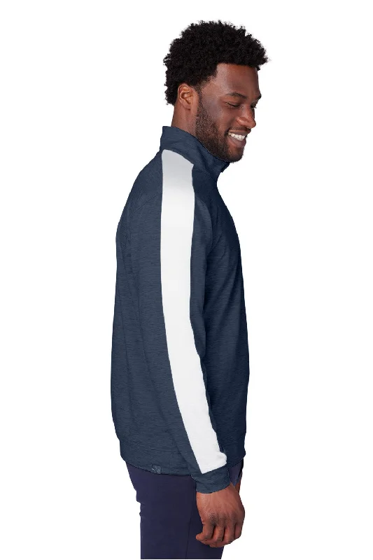 Puma Mens Cloudspun Moisture Wicking 1/4 Zip Sweatshirt - Navy Blue/Bright White