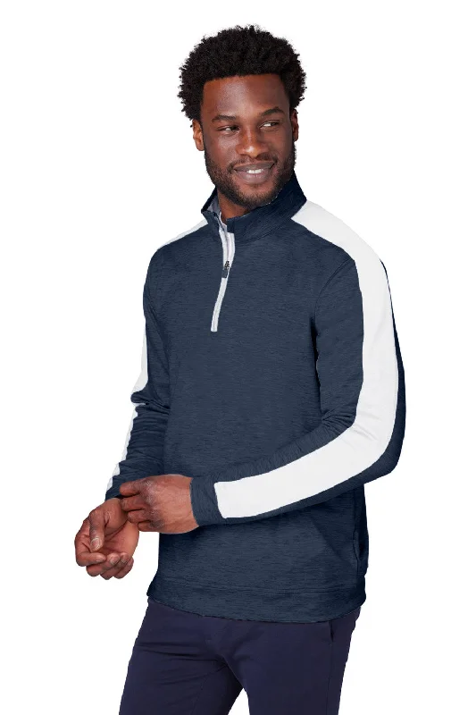 Puma Mens Cloudspun Moisture Wicking 1/4 Zip Sweatshirt - Navy Blue/Bright White