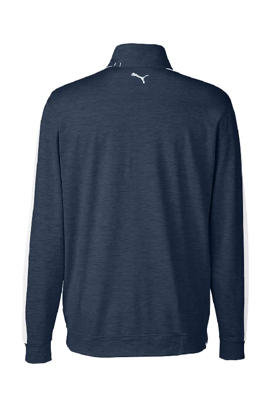 Puma Mens Cloudspun Moisture Wicking 1/4 Zip Sweatshirt - Navy Blue/Bright White