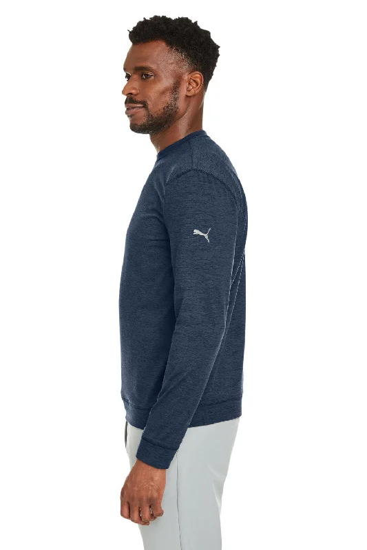 Puma Mens Cloudspun Moisture Wicking Crewneck Sweatshirt - Navy Blue