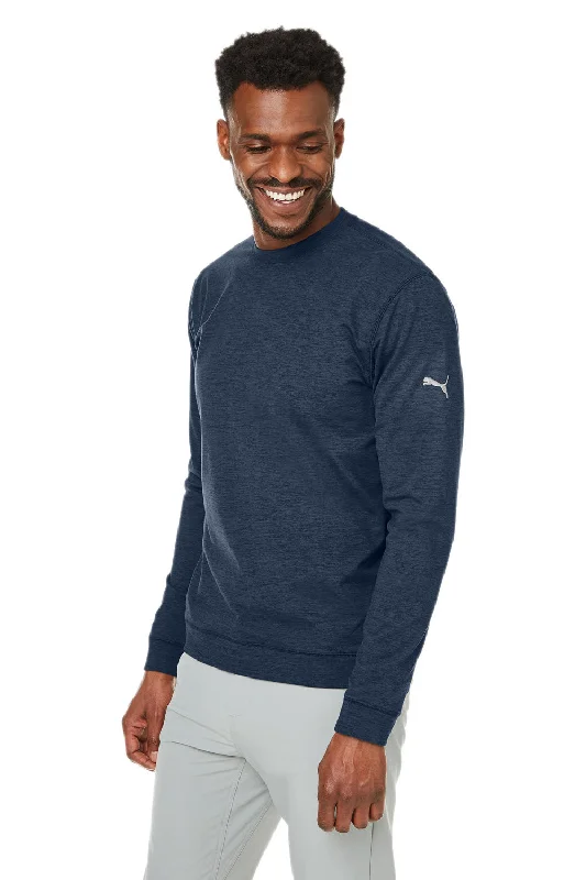 Puma Mens Cloudspun Moisture Wicking Crewneck Sweatshirt - Navy Blue