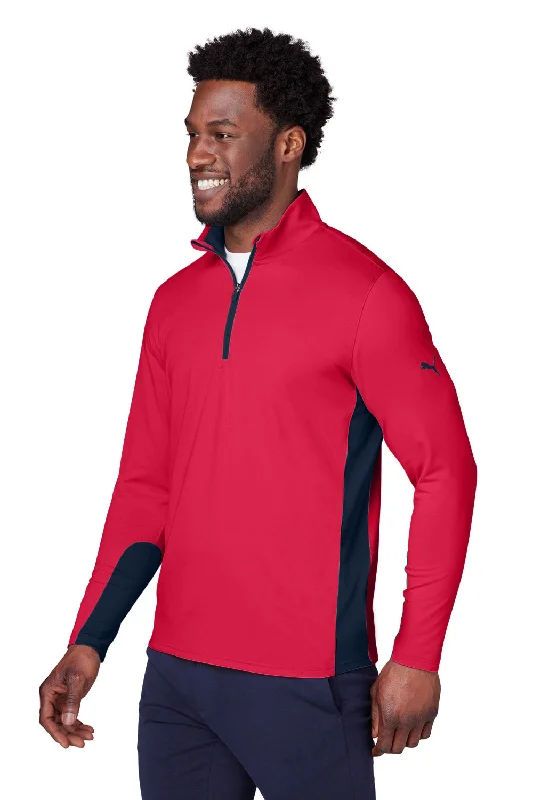 Puma Mens Gamer Moisture Wicking 1/4 Zip Sweatshirt - Ski Patrol Red