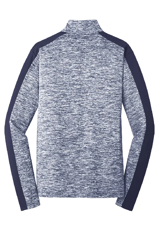 Sport-Tek Mens Electric Heather Moisture Wicking 1/4 Zip Sweatshirt - True Navy Blue Electric/True Navy Blue