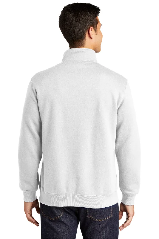 Sport-Tek Mens Shrink Resistant Fleece 1/4 Zip Sweatshirt - White