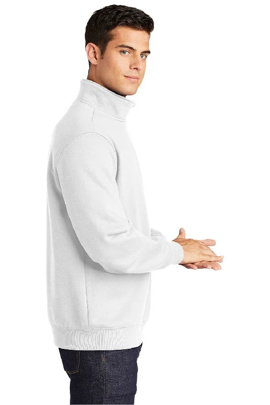 Sport-Tek Mens Shrink Resistant Fleece 1/4 Zip Sweatshirt - White