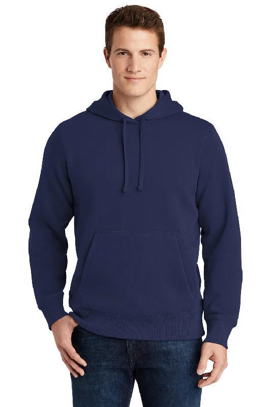 Sport-Tek Mens Shrink Resistant Fleece Hooded Sweatshirt Hoodie - True Navy Blue