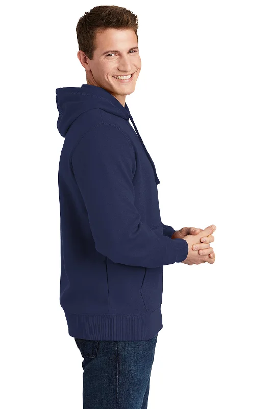 Sport-Tek Mens Shrink Resistant Fleece Hooded Sweatshirt Hoodie - True Navy Blue