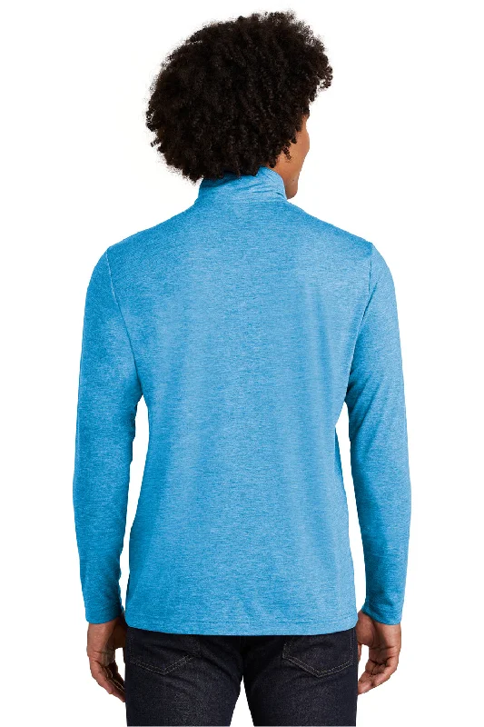 Sport-Tek Mens Moisture Wicking 1/4 Zip Sweatshirt - Heather Pond Blue