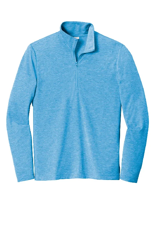 Sport-Tek Mens Moisture Wicking 1/4 Zip Sweatshirt - Heather Pond Blue