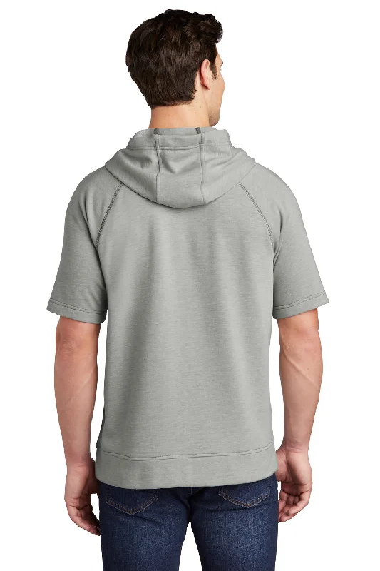 Sport-Tek Mens Moisture Wicking Fleece Short Sleeve Hooded Sweatshirt Hoodie - Heather Light Grey