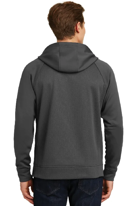 Sport-Tek Mens Rival Tech Moisture Wicking Fleece Full Zip Hooded Sweatshirt Hoodie - Iron Grey - Closeout