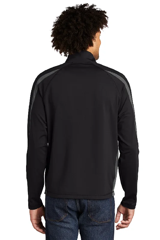 Sport-Tek Mens Sport-Wick Moisture Wicking 1/4 Zip Sweatshirt - Black/Charcoal Grey