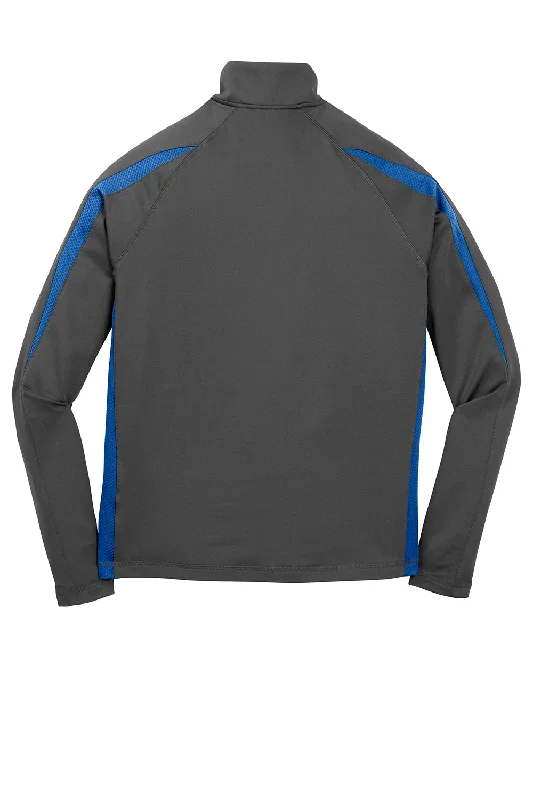 Sport-Tek Mens Sport-Wick Moisture Wicking 1/4 Zip Sweatshirt - Charcoal Grey/True Royal Blue