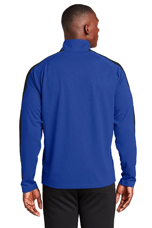 Sport-Tek Mens Sport-Wick Moisture Wicking 1/4 Zip Sweatshirt - True Royal Blue/Black