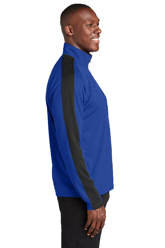 Sport-Tek Mens Sport-Wick Moisture Wicking 1/4 Zip Sweatshirt - True Royal Blue/Black