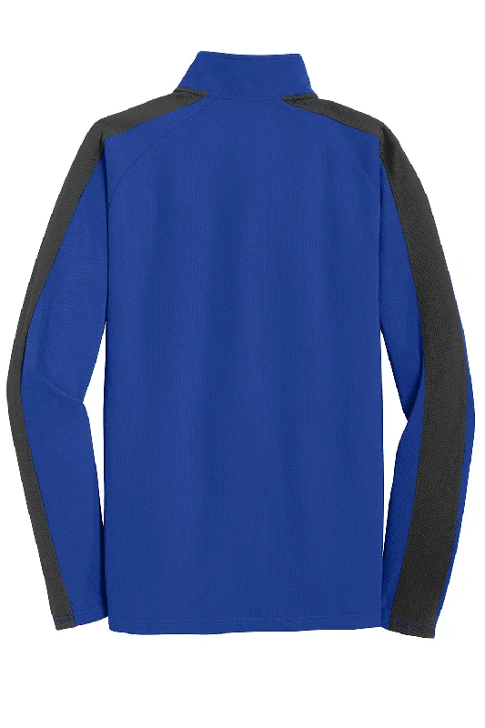 Sport-Tek Mens Sport-Wick Moisture Wicking 1/4 Zip Sweatshirt - True Royal Blue/Black