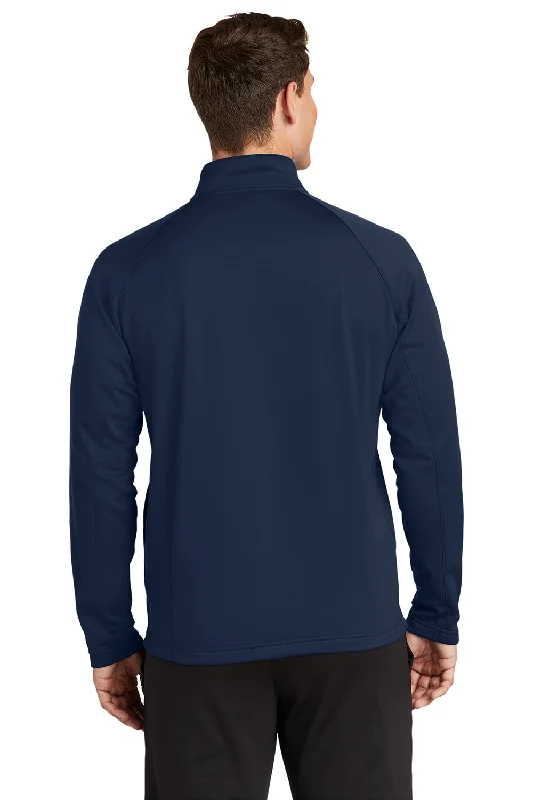 Sport-Tek Mens Sport-Wick Moisture Wicking Fleece 1/4 Zip Sweatshirt - Navy Blue/Silver Grey